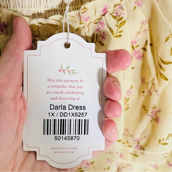 NWT Ivy City Co. Darla Yellow Floral Tiered Maxi Dress Bohemian Wedding Size 1X - Picture 5 of 9
